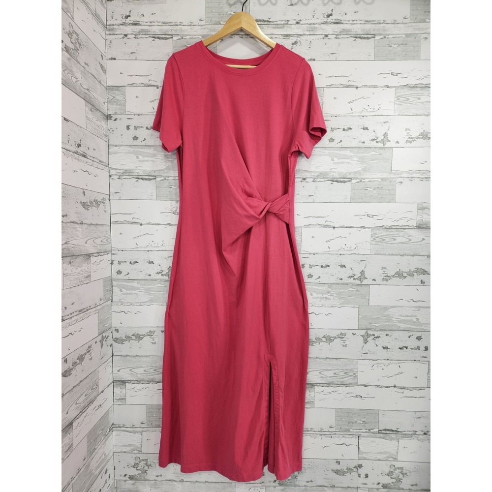LOFT Hot Pink Knot-Front Midi Dress